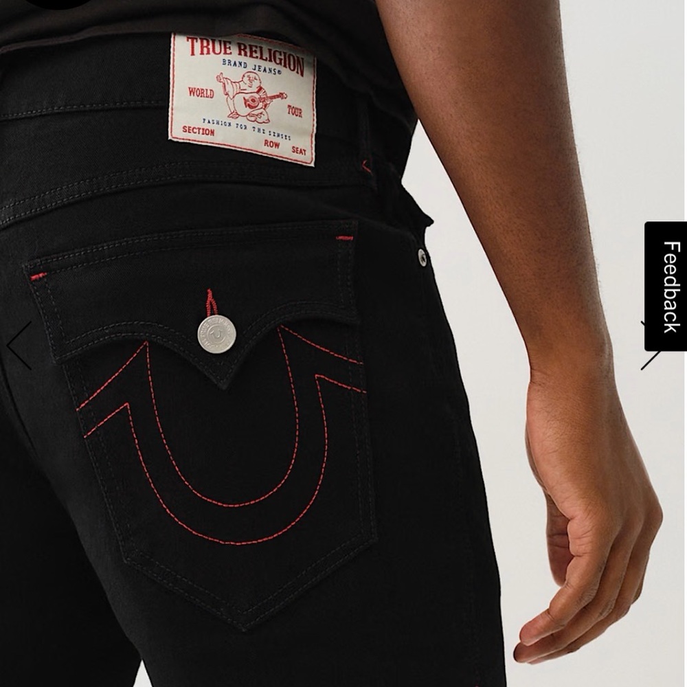 True Religion RICKY RED SINGLE NEEDLE FLAP STRAIGHT JEAN 29x34